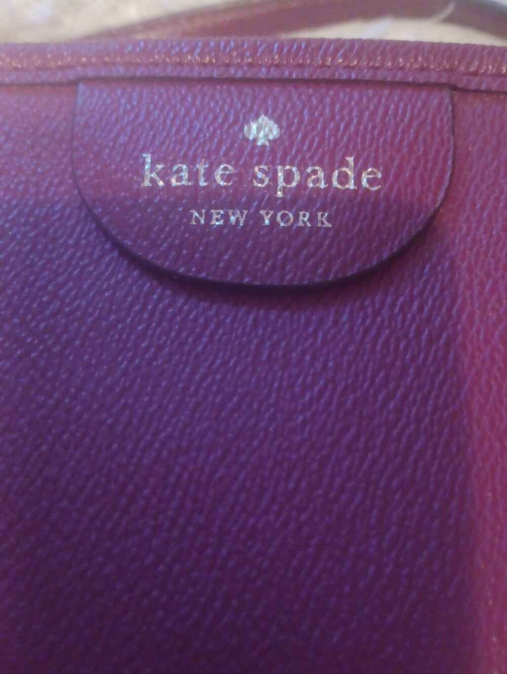 Kate Spade Learher Rasperry Red Tote 16x11 - Picture 3 of 8